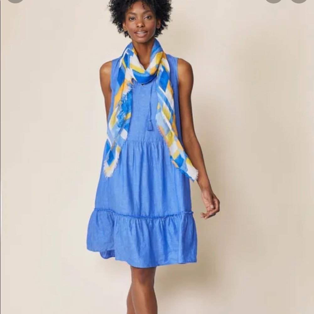 J.Mclaughlin Women's Christa Linen Dress French Blue, Size Large